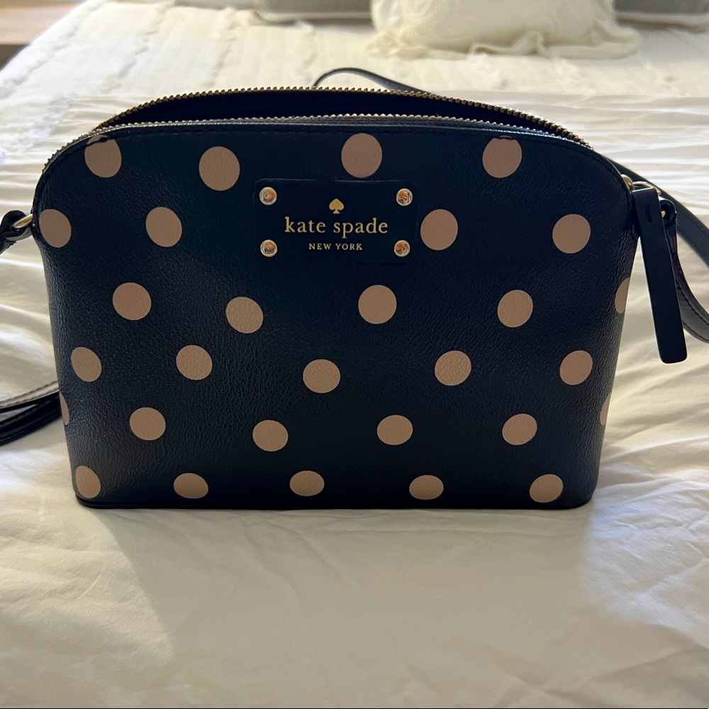 Kate Spade black & tan polka dot crossbody